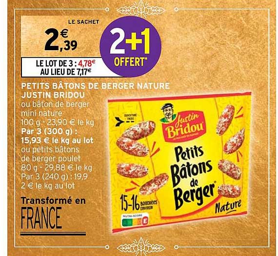 petits bâtons de berger nature justin bridou