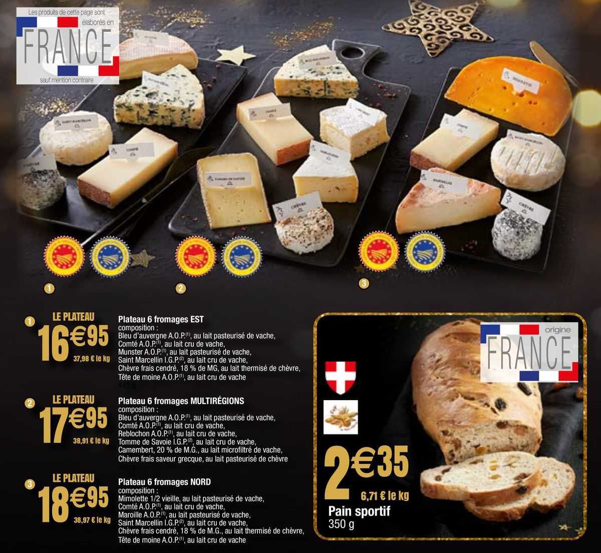 plateau 6 fromages est, plateau 6 fromages multi régions, plateau 6 fromages nord, pain sportif