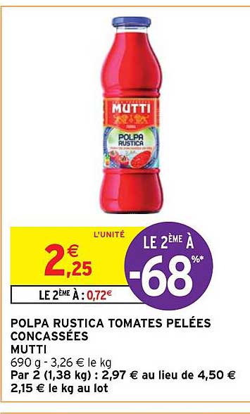 polpa rustica tomates pelées concassées mutti
