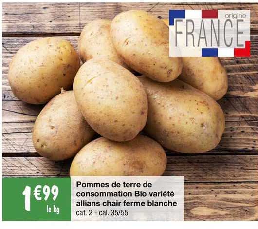 pommes de terre de consommation bio variété allians chair ferme blanche