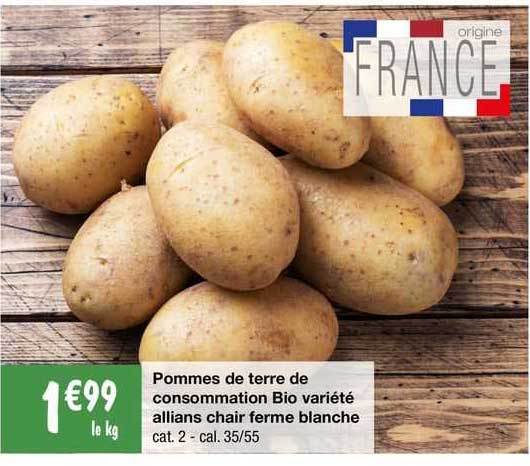 pommes de terre de consommation bio variété allians chair ferme blanche