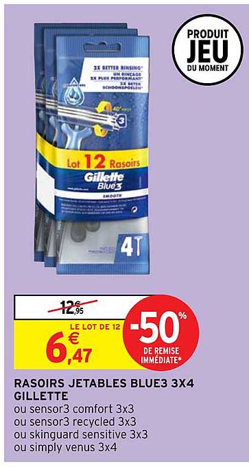 Rasoirs Jetables Blue3 3 X 4 Gillette