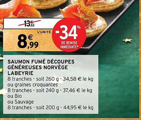 Saumon Fumé Découpes Généreuses Norvège Labeyrie