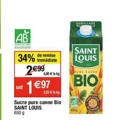sucre pure canne bio saint louis