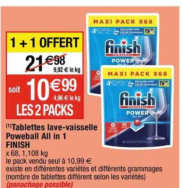 tablettes lave-vaisselle powerball all in 1 finish
