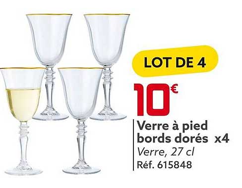 verre à pied bords dorés x 4