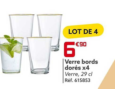 verre bords dorés x 4