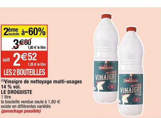 vinaigre de nettoyage multi-usages 14% vol. le droguiste