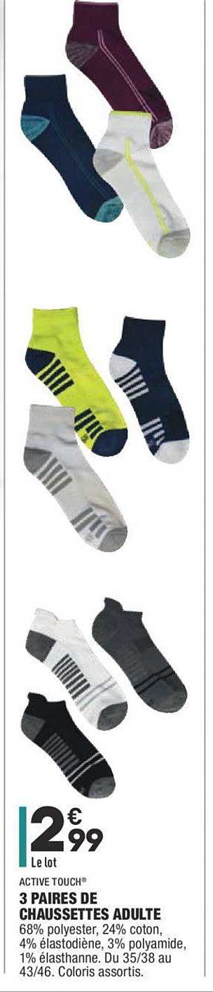 3 Paires De Chaussettes Adulte