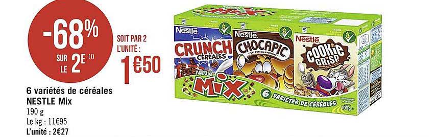 6 variété de céréales nestlé mix
