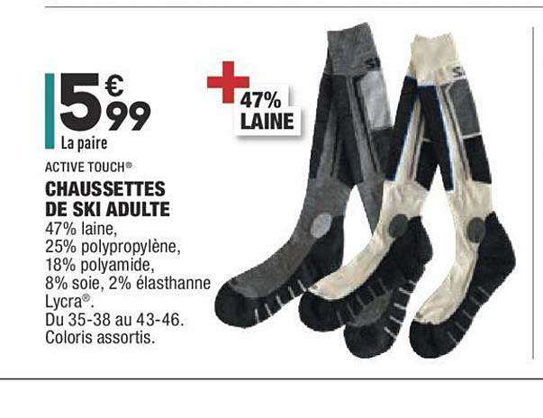 active touch chaussettes de ski adulte