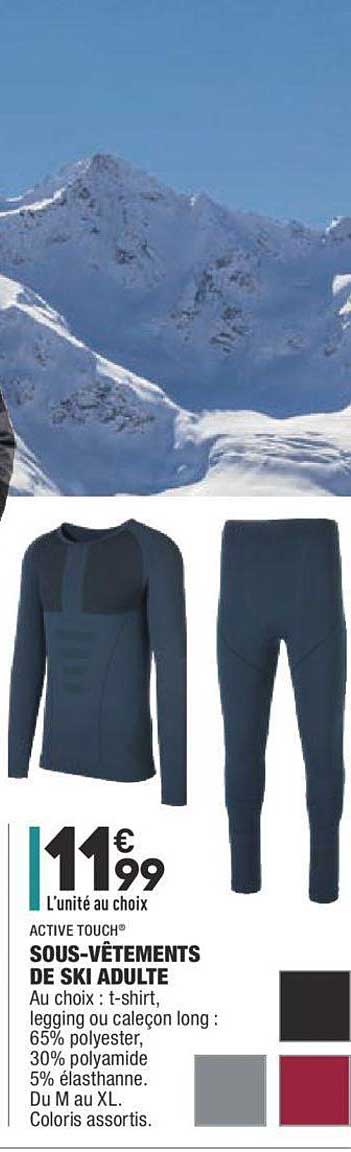 active touch sous vêtements de ski adulte