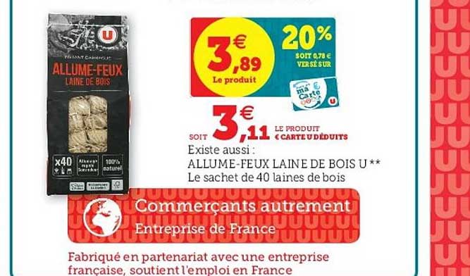 Allume-feux Laine De Bois U