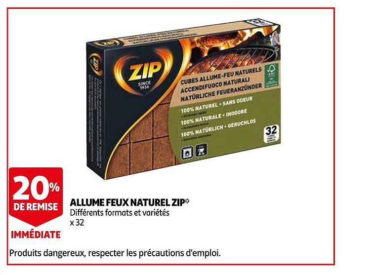 allume feux naturel zip 20% de remise immédiate