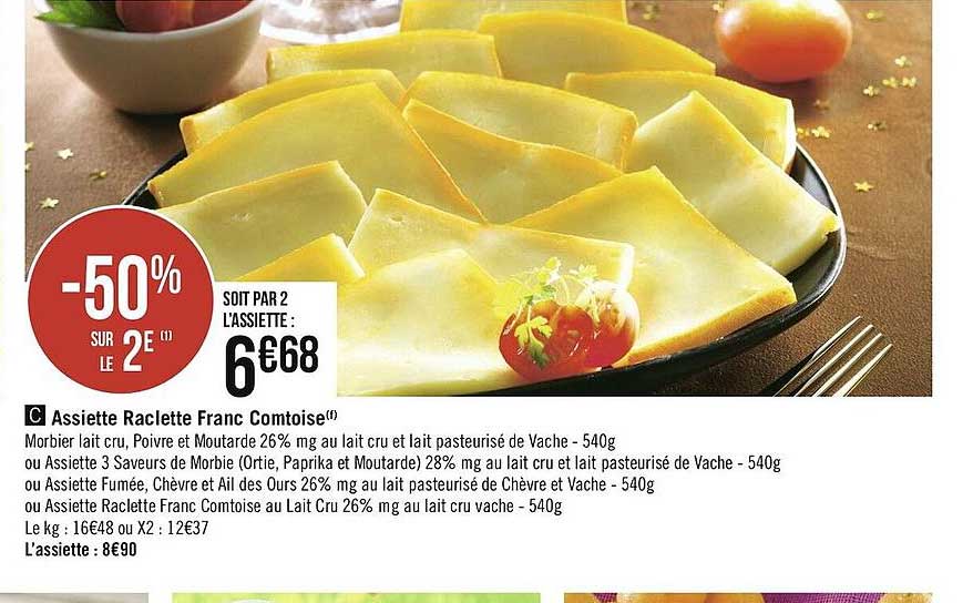 assiette raclette franc comtoise -50% sur le 2è