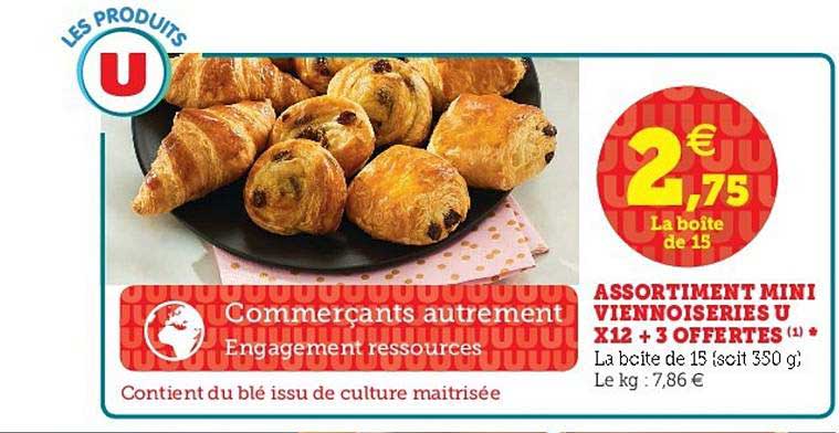 assortiment mini viennoiseries u x12 + 3 offertes