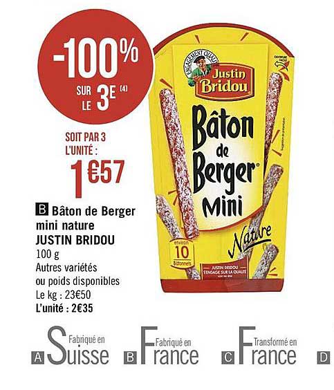 bâton de berger mini nature justin bridou