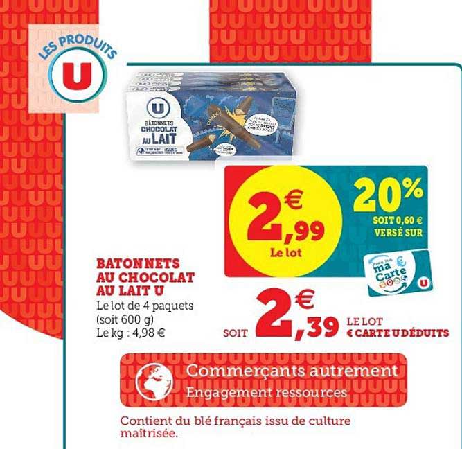 Bâtonnets Au Chocolat Au Lait U
