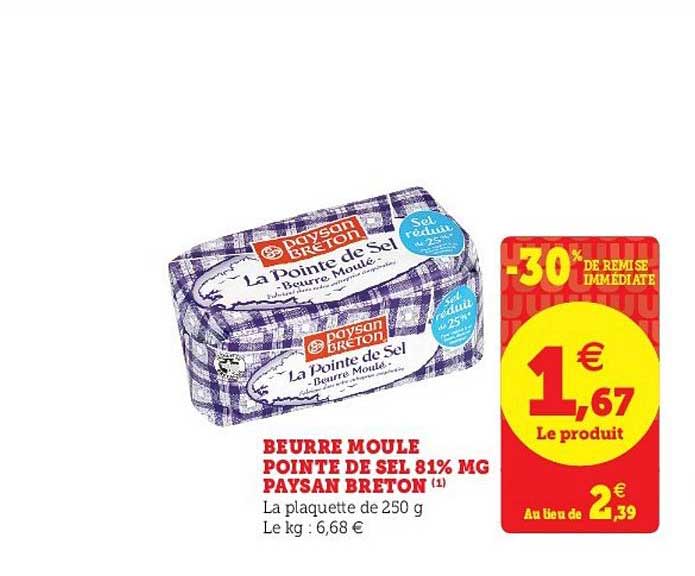 beurre moule pointe de sel 81% mg paysan breton