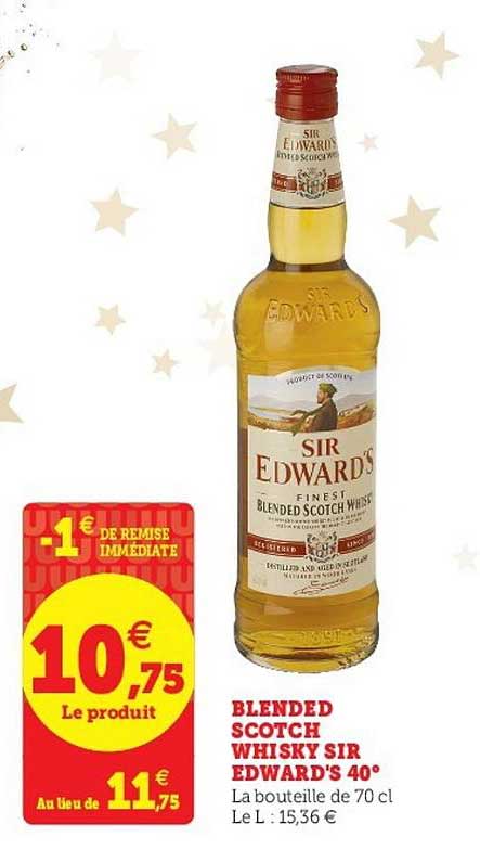 blended scotch whisky sir edward's 40°