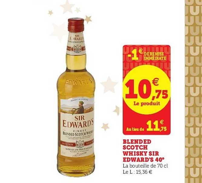 blended scotch whisky sir edward's 40°