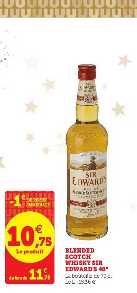 blended scotch whisky sir edward's 40°