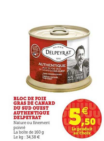 bloc de foie gras de canard du sud ouest authentique delpeyrat