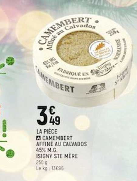 camembert affiné au calvados 45% m.g. isigny ste mère