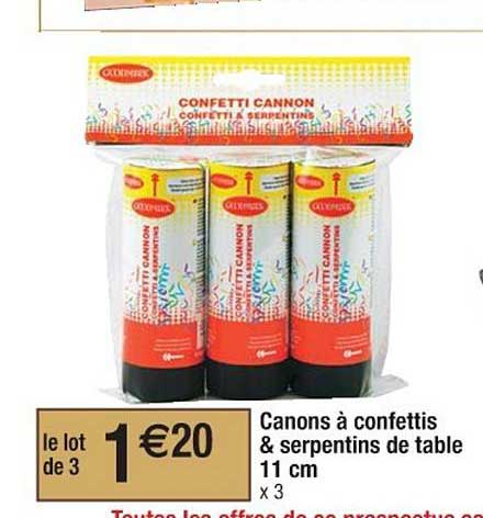 canons à confettis & serpentins de table 11 cm