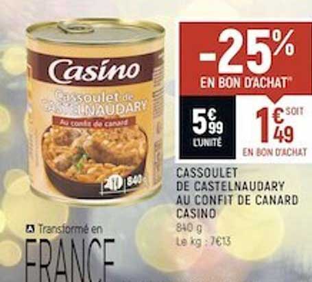 Cassoulet De Castelnaudary Au Confit De Canard Casino