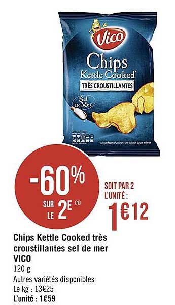 chips kettle cooked très croustillantes sel de mer vico