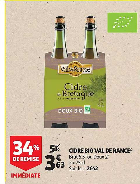 cidre bio val de rance 34% de remise immédiate