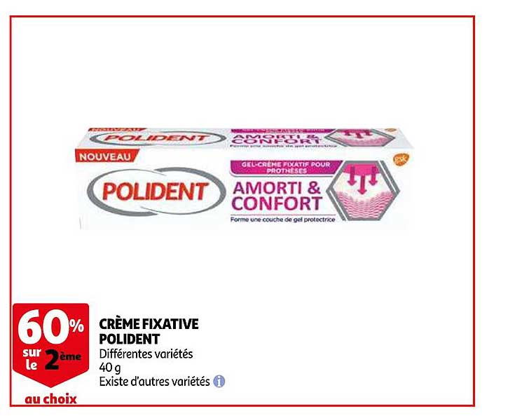 crème fixative polident 60% sur le 2ème au choix