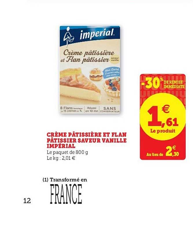 Crème Pâtissière Et Flan Pâtissier Saveur Vanille Impérial