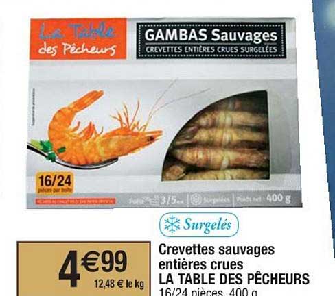 crevettes sauvages entières crues la table des pêcheurs