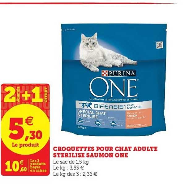 Croquettes Pour Chat Adulte Stérilisé Saumon One