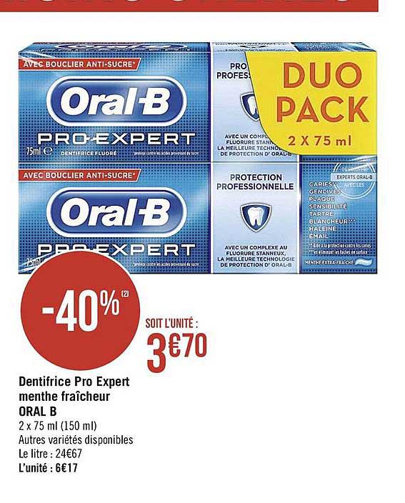 Dentifrice Pro Expert Menthe Fraîcheur Oral B