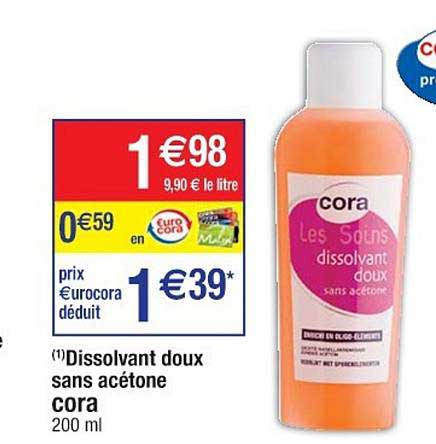 dissolvant doux sans acétone cora