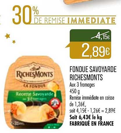 fondue savoyarde richesmonts 30% de remise immédiate