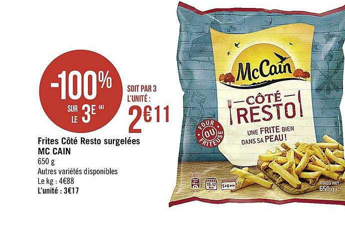 frites côté resto surgelées mc cain