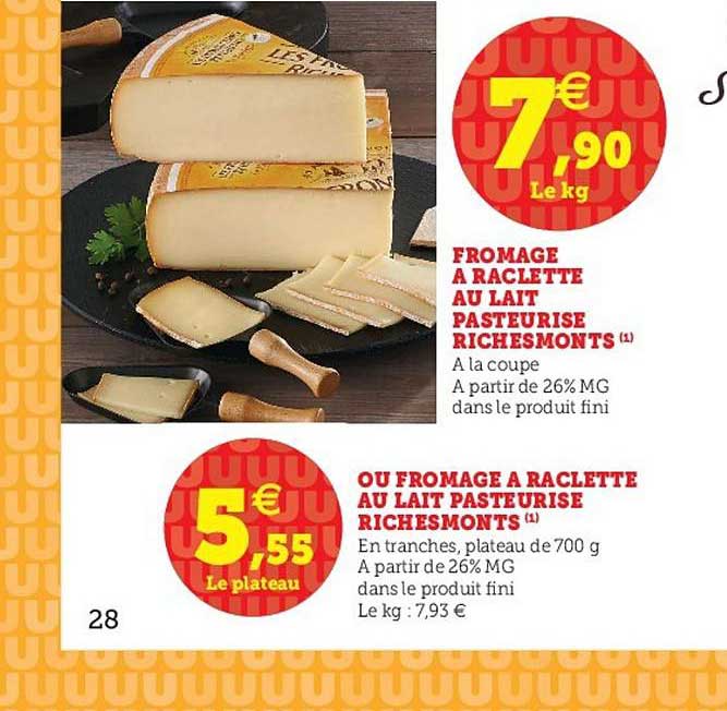 Fromage à Raclette Au Lait Pasteurisé Richesmonts