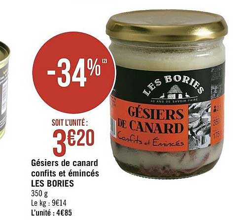 gésiers de canard confits et émincés les bories