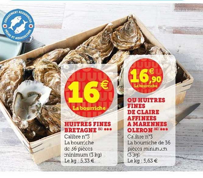 huîtres fines bretagne, ou huîtres fines de claire affinées à marennes oléron