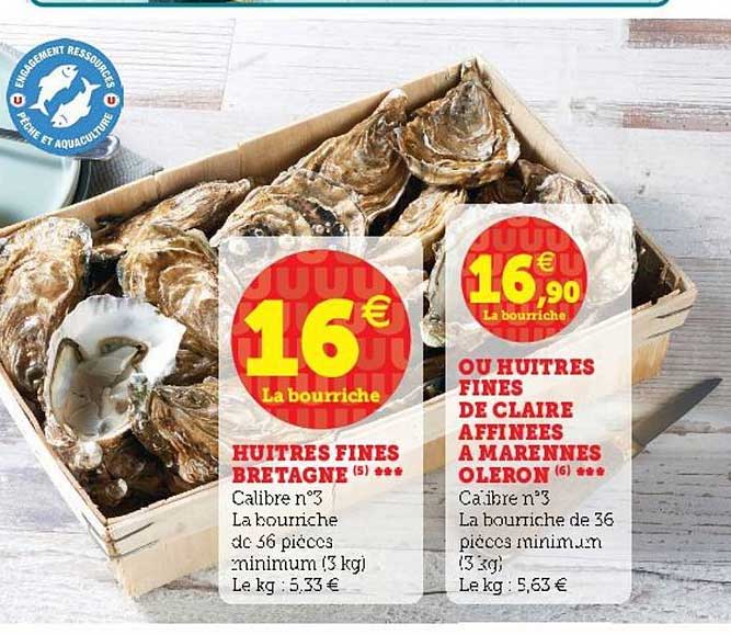 huîtres fines bretagne, ou huîtres fines de claire affinées à marennes oléron