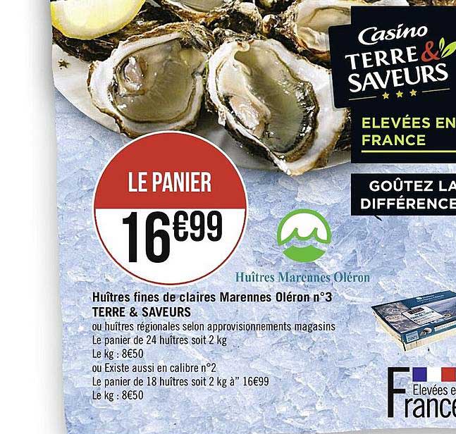 huîtres fines de claires marennes oléron n°3 terre & saveurs