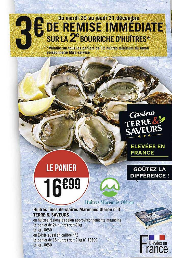 huîtres fines de claires marennes oléron n°3 terre & saveurs