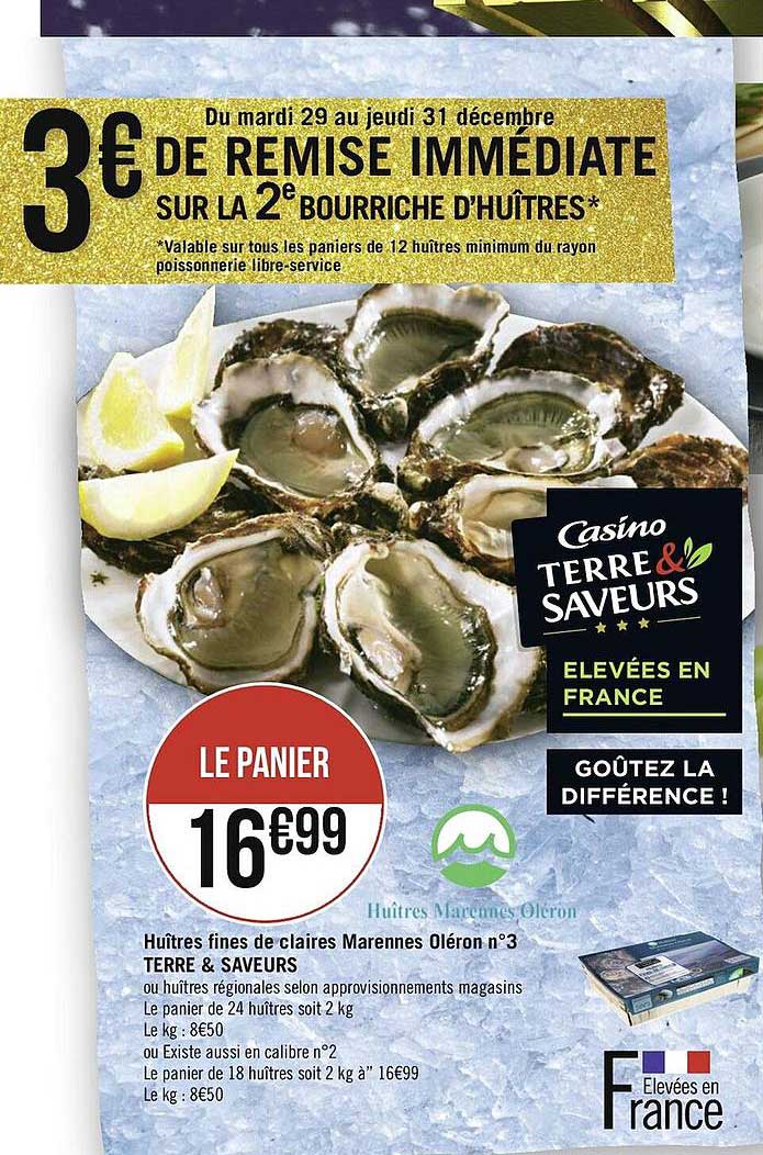 huîtres fines de claires marennes oléron n°3 terre & saveurs