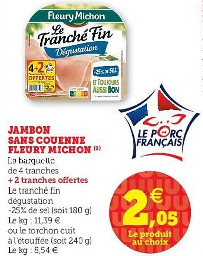 jambon sans couenne fleury michon