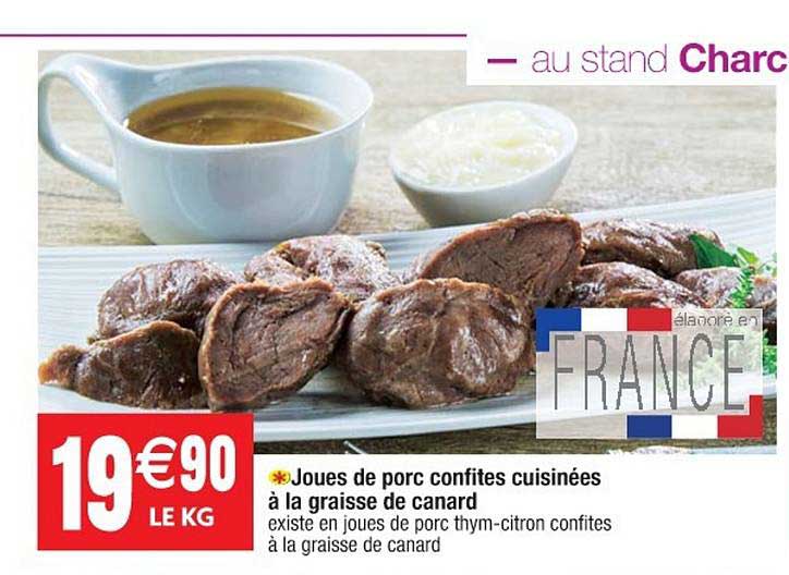 joues de porc confites cuisinées à la graisse de canard