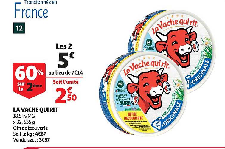 la vache qui rit 60% sur le 2ème